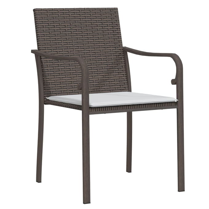 vidaXL - Tuinstoelen - 4 - st - met - kussens - 56x59x84 - cm - poly - rattan - bruin