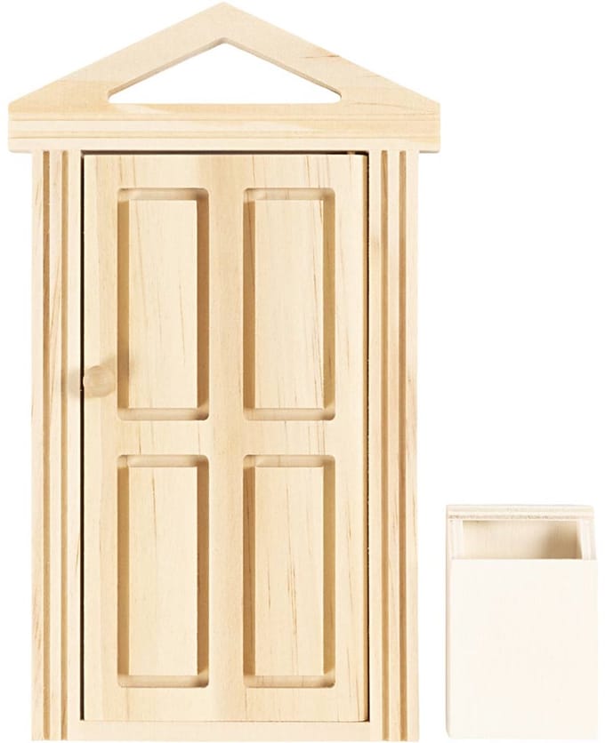 CC Door with cornice and mailbox, H: 5,5+18 cm, W: 3,5+10,5 cm, 1 pack