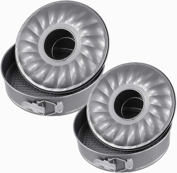 Set van 2 Ronde Springvormen met 2 Bodems (24cm & 26cm) - Lekvrij Bakgereedschap