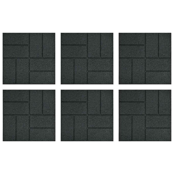 vidaXL - Stapsteen - 6 - st - Zwart - 40,5 - x - 40,5 - x - 2 - cm - Rubber