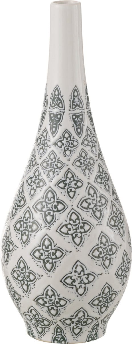 J-Line vaas Kousa Peer - porselein - blauw/wit - 43 cm hoog