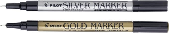 Set van 2 Permanente Markerpen Puntig Goud Zilver