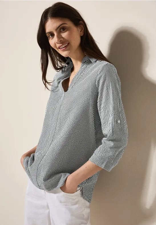 Gestreepte seersucker blouse