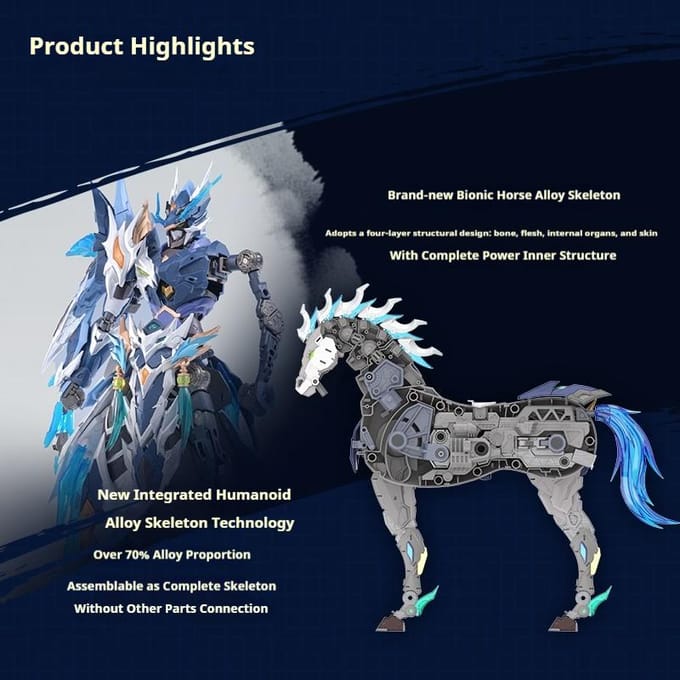MOTOR NUCLEAR Zhao Yun met Paard - Legering Frame Super Gearticuleerd Mecha Assemblage Model Kit Actiefiguren Pop Trendy Speelgoed Cadeau gray