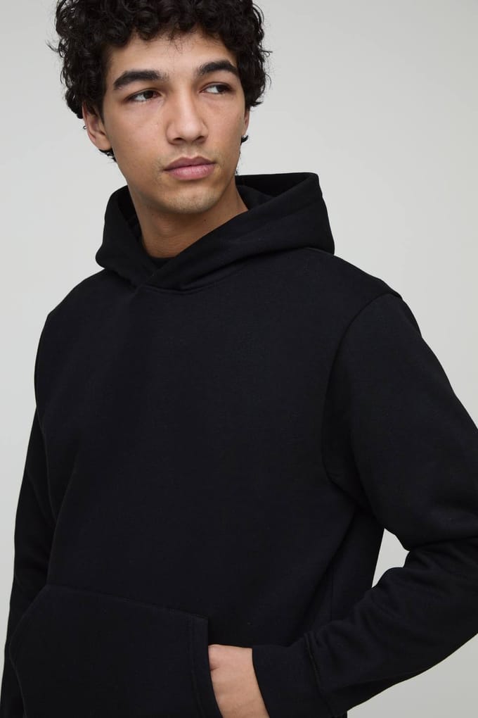 Essential Regular Fit Over the Head Hoodie | Black | Size Medium