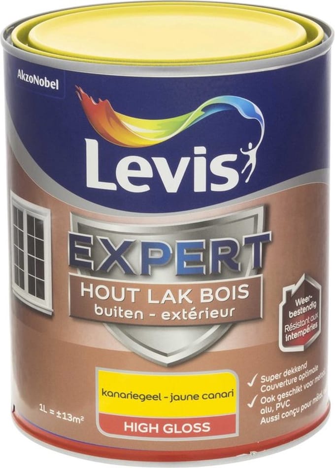 Levis - Expert Hout Lak Buiten High Gloss - Kanariegeel - 1 L