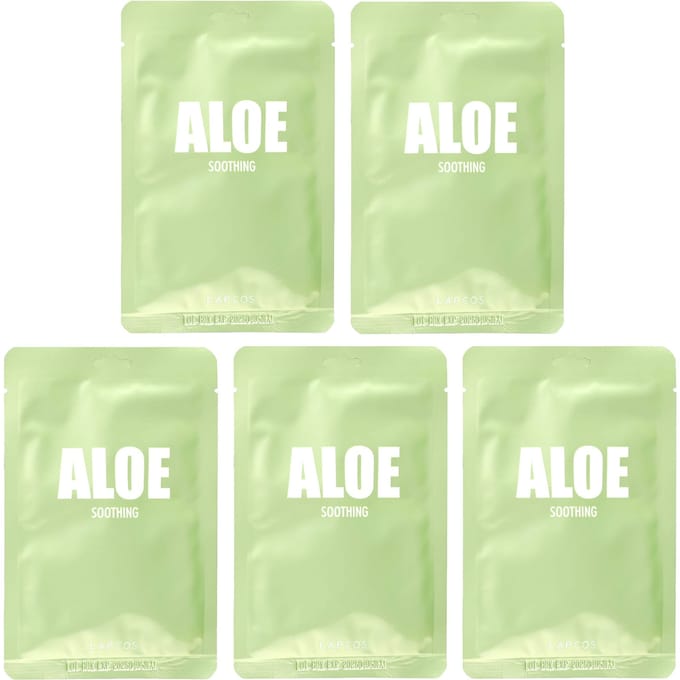 Lapcos, Aloe Soothing Sheet Mask Set, 5 sheets, 33 ml (1.11 fl oz) each beige