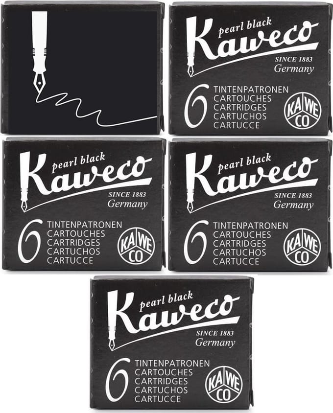 Kaweco - Vulpen inkt - vullingen - 5 doosjes - Zwart, Pearl Black