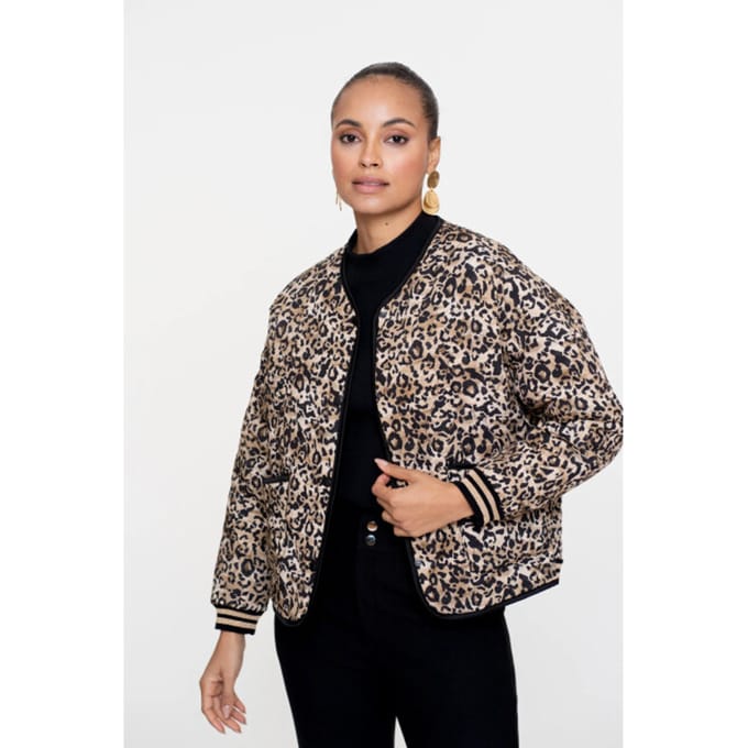 Geisha Vest Kort Step Jasje Met Leopard Print 55538 70 000999 Black/sand Dames Maat - XS