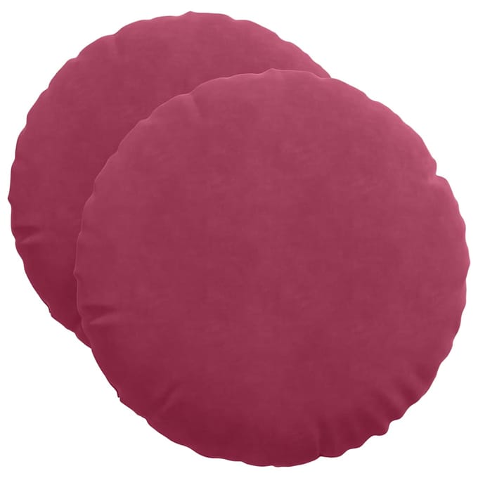 vidaXL - Zitkussens - 2 - st - Fluweel - Wijnrood - Ø50 - x - 19 - cm
