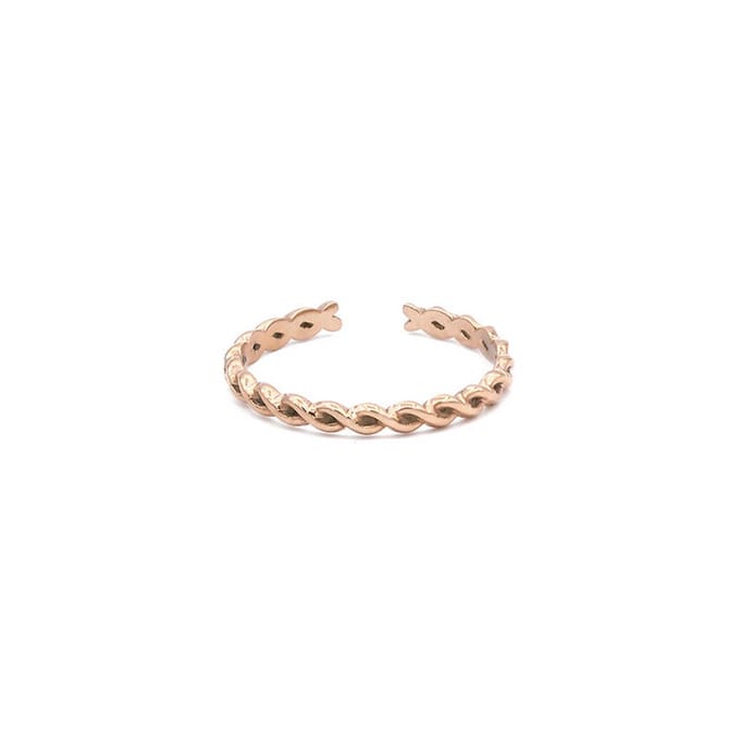 Mint15 Verstelbare ring gedraaid 'Twisted' - Roségoudkleur RVS/Stainless Steel