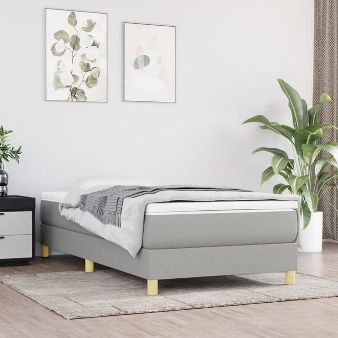 vidaXL - Boxspring - bed - 90x200 - cm - stof - lichtgrijs
