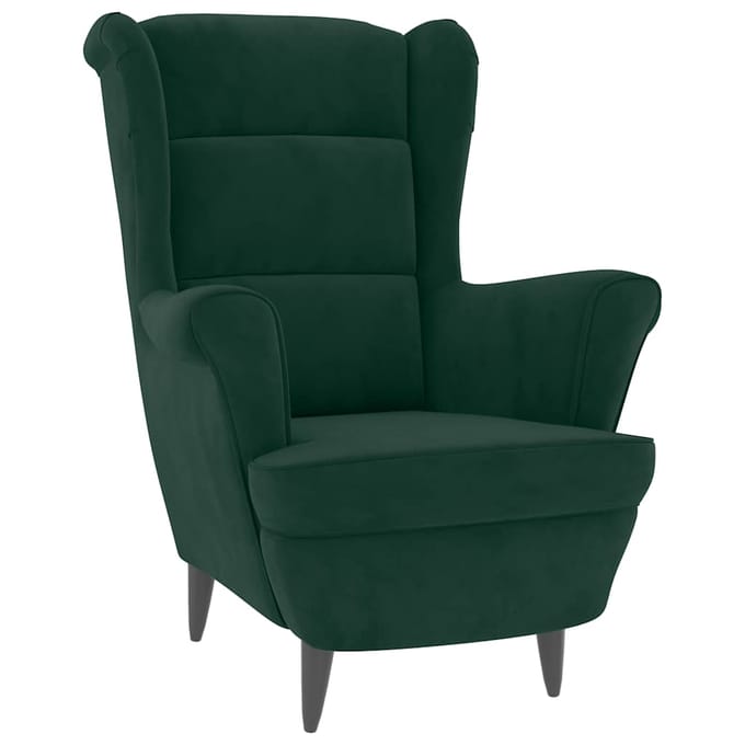 vidaXL - Fauteuil - met - voetenbank - fluweel - donkergroen