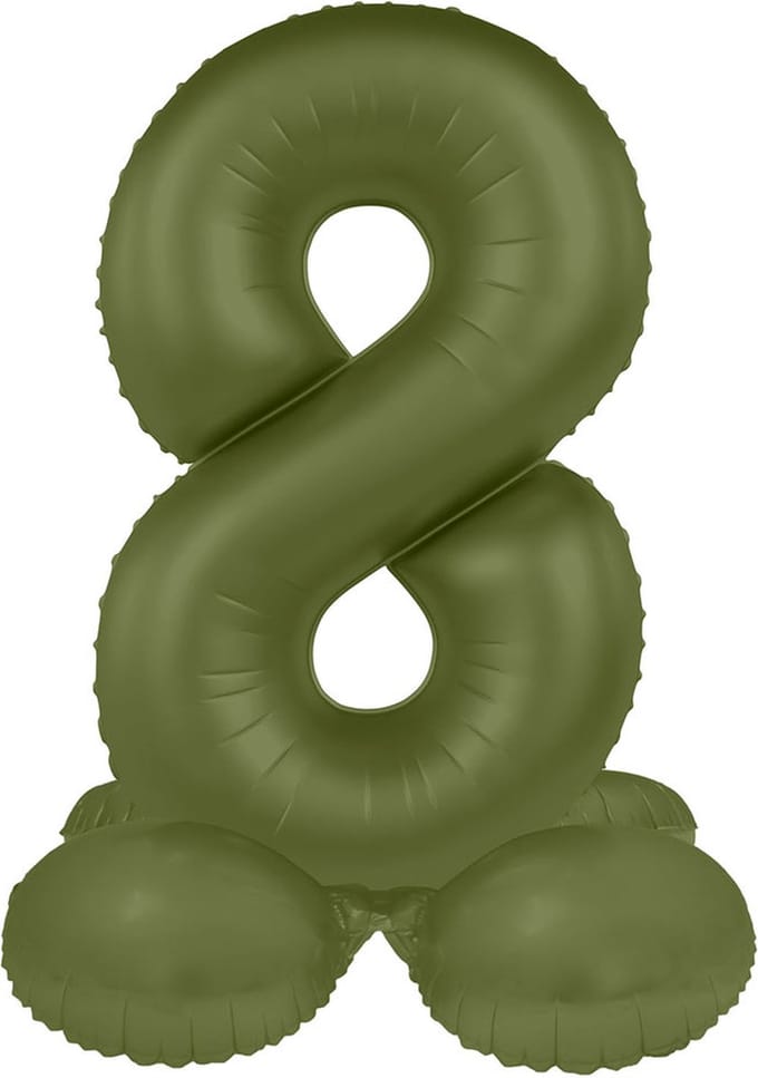 Staande Folieballon Cijfer 8 - Olive Green - Ultra Matt - 41 cm