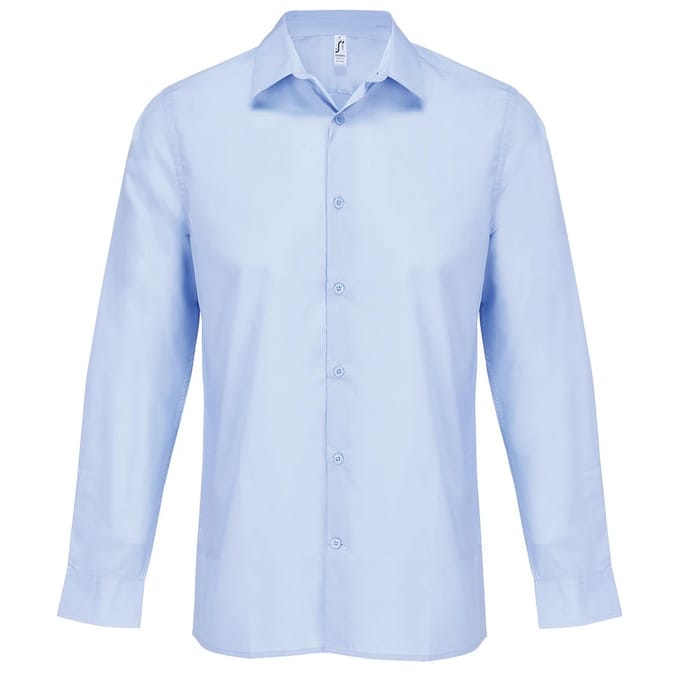 SOLS Unisex Volwassen Bailey Poplin Langsleeve Shirt (Lichtblauw)