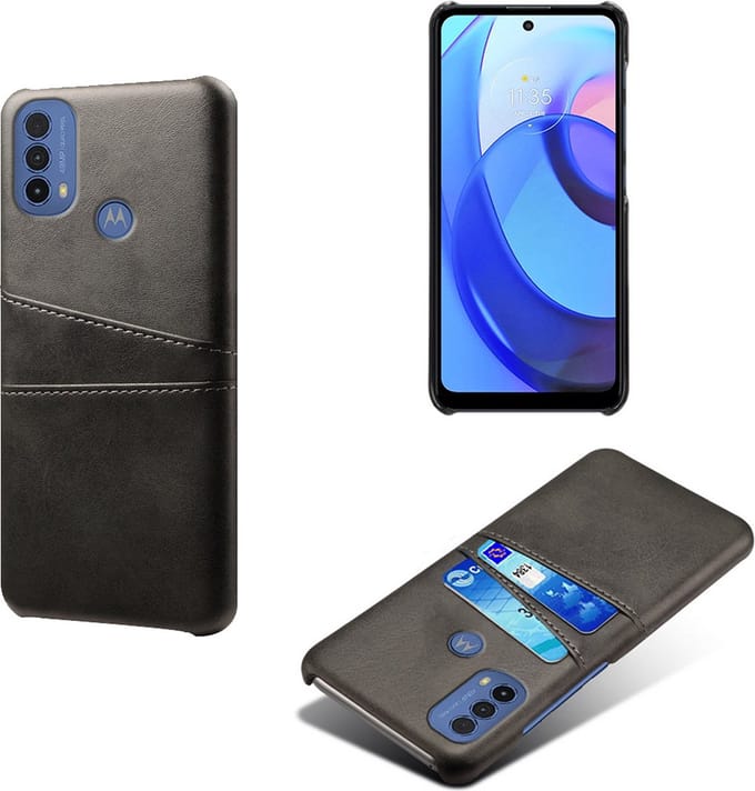 Backcover met Opbergvakjes + PMMA Screenprotector voor Motorola Moto E20/E30/E40 _ Zwart