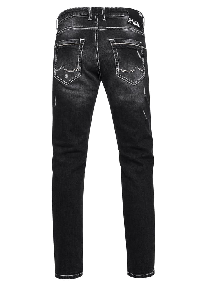 Jeansbroek "MINO" slim fit stretch destroyed broek