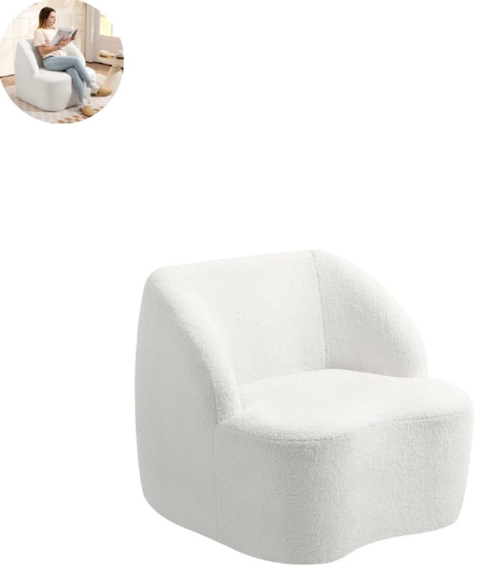 Fauteuil - Relaxzetel - Relaxstoel - Relaxfauteuil - Stoel - Voor één Persoon - Crèmewit