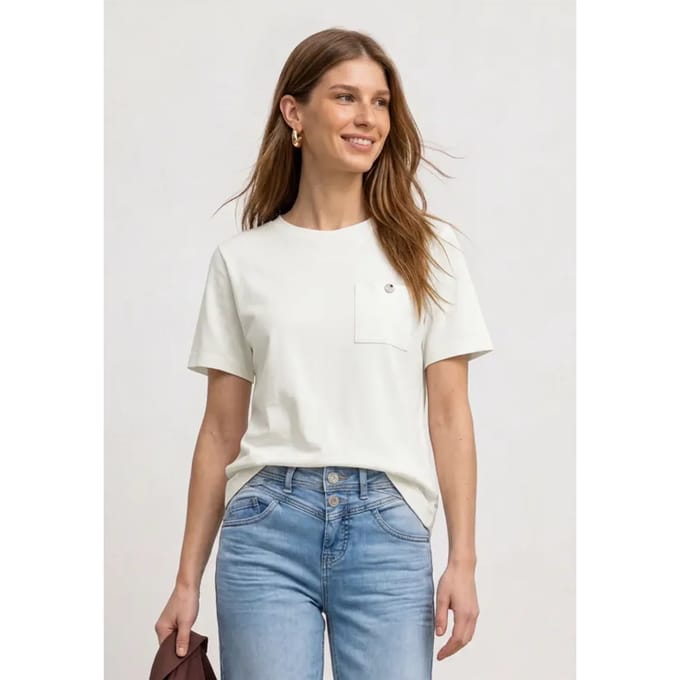 Shirt met ronde hals en borstzak