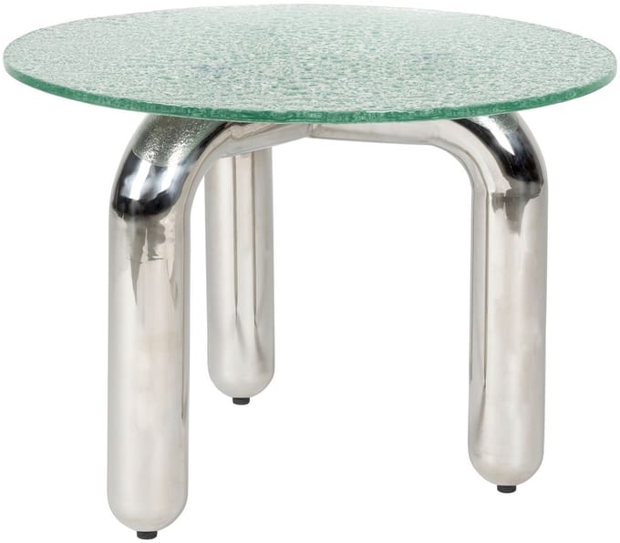 Dutchbone Marly Bijzettafel Rond 60 cm Glas/Chroom - Zilver