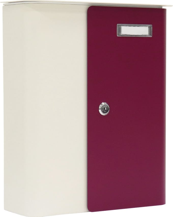 Rottner Brievenbus Splashy Wit met Bordeaux Deur - 35,7x29,5x10cm