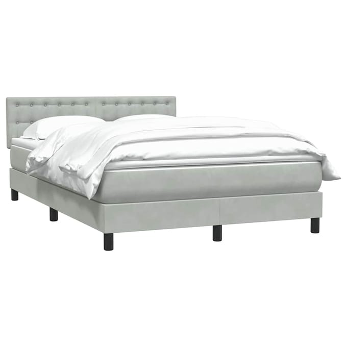 vidaXL - Boxspring - met - matras - fluweel - lichtgrijs - 160x210 - cm