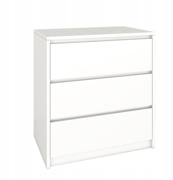 Fernika - Moderne Commode - 3 Lades - Wit Alaska - Handgreploze Fronten - 70x75,2x43cm