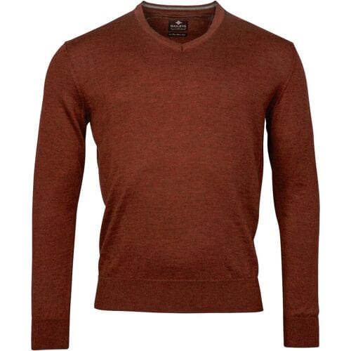 Baileys Trui Uni Merino V-Neck Single Knit Stone Red / male