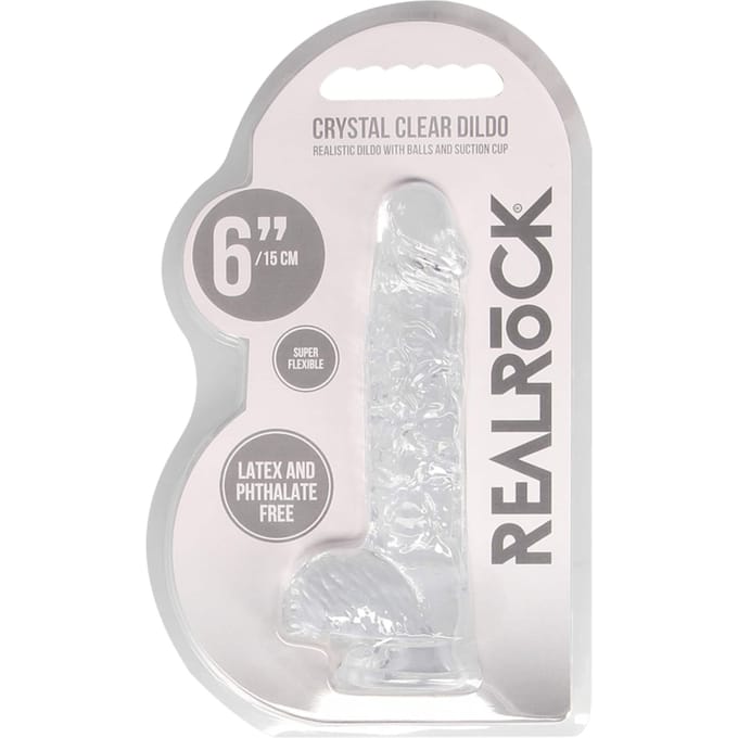 Real Rock - Realistische Dildo met Ballen 17 cm - Transparant