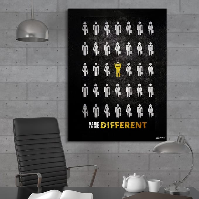 Luxe Canvas Schilderij Dare to be Different | 75x100 | Woonkamer | Slaapkamer | Fun | Design | Art | Modern | ** 4CM DIK! 3D Effect**