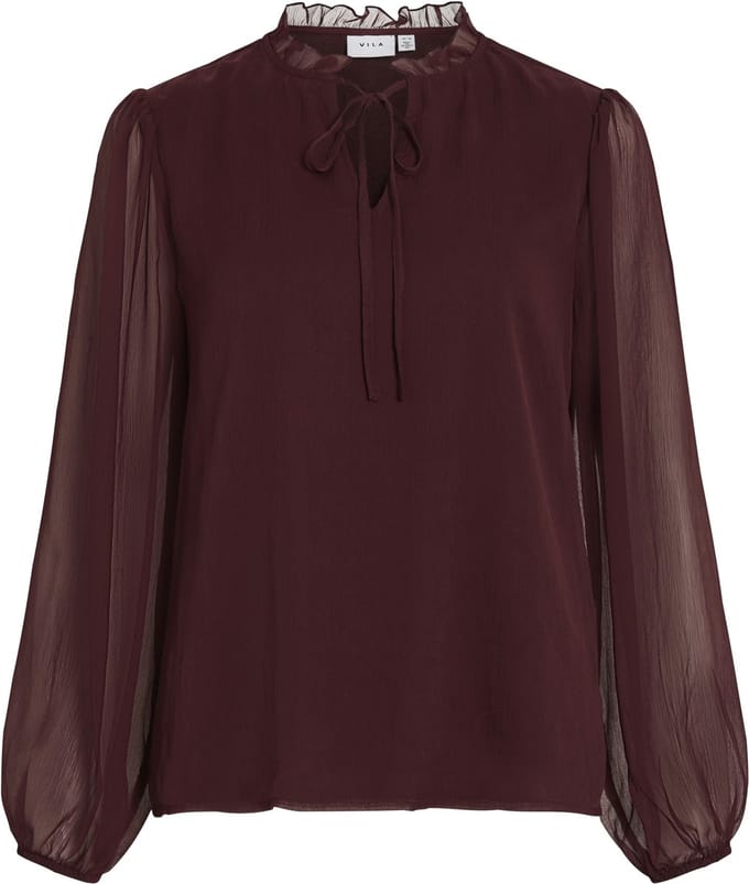 VILA - VIFALIA V-NECK TIE L/S TOP - NOOS - Dames - Blouses