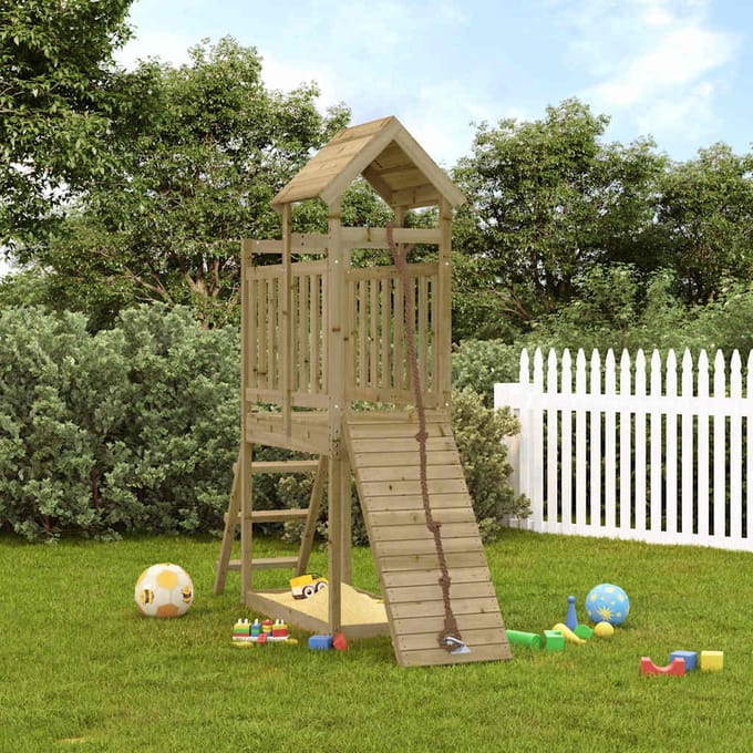 vidaXL Maisonnette de jeu avec mur d'escalade bois de pin imprégné