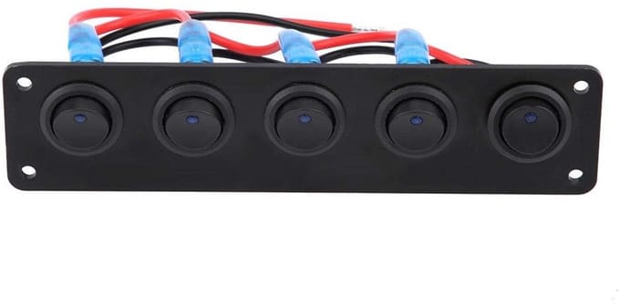 Allecto - Rocker Switch 12V/24V Waterproof 5 Gears met Blauwe LED voor Boot en Caravan