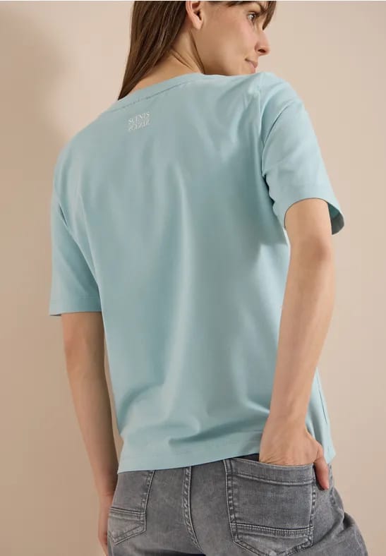 Shirt met ronde hals en borstzak