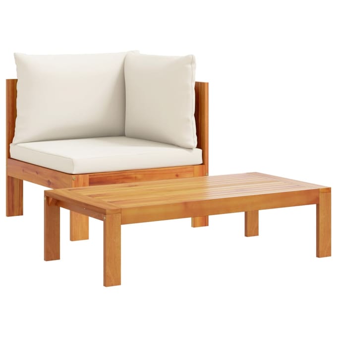 vidaXL - 6-delige - Loungeset - met - kussens - massief - acaciahout