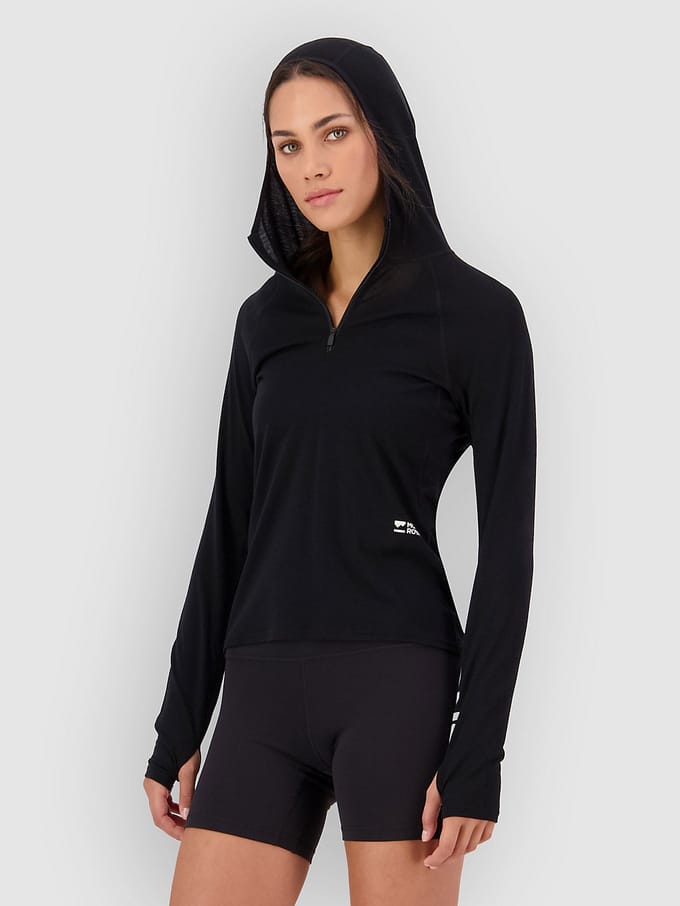 Mons Royale Bella Merino Hood Base Layer Top zwart