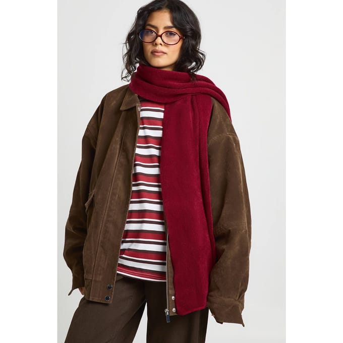 boohoo Dames Effen Gebreide Sjaal | Burgundy
