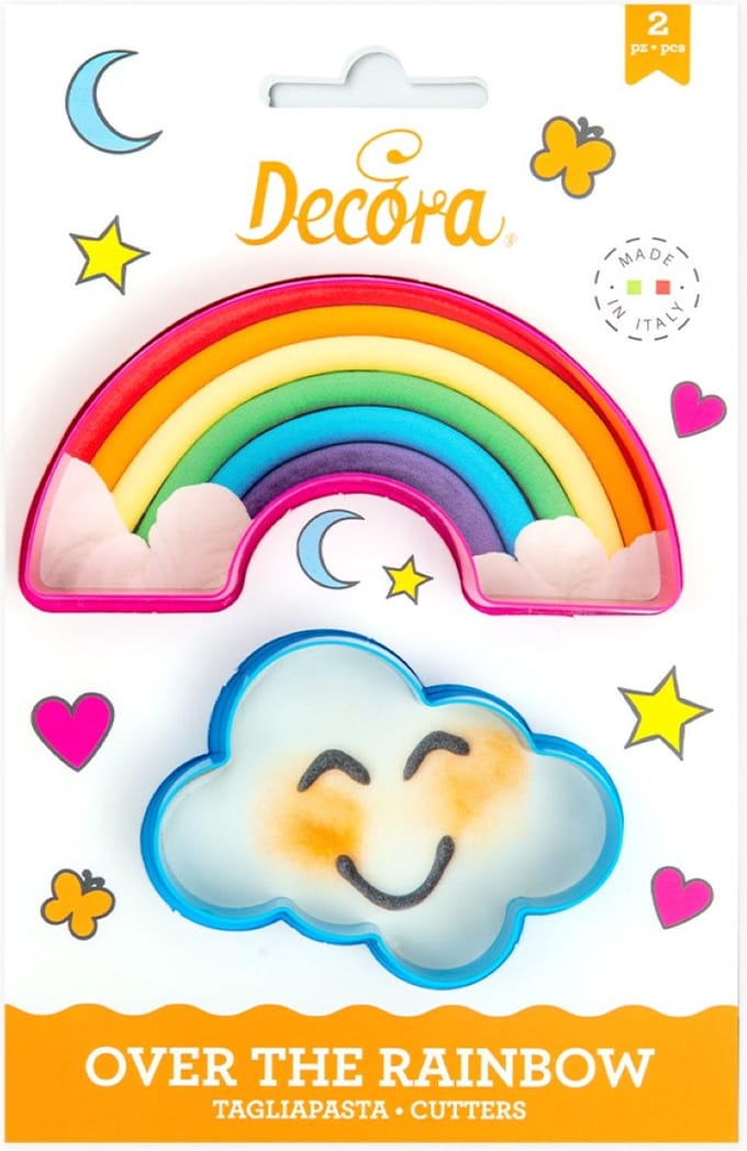 Decora Koekjesuitsteker Plastic - Regenboog en Wolk pk/2