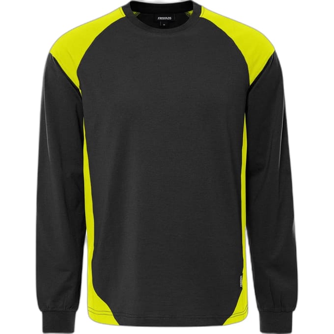Fristads Heavy T-shirt lange mouw 7071 GTM - Zwart/hi-vis geel - M