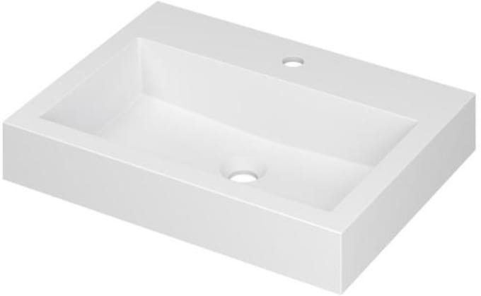 INK Momento Wastafel Polystone met 1 Kraangat - 600x450x90 mm - Mat Wit