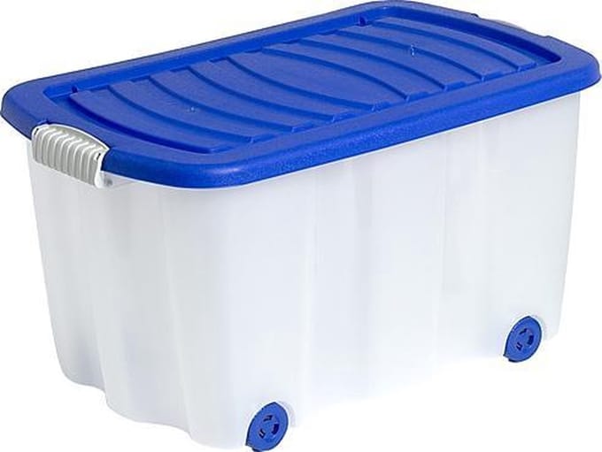 Hega Hogar Box - Met Deksel Op Wielen - Transparant Grijs - 60 cm x 40 cm