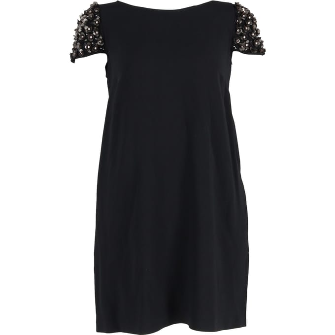 RED Valentino mini-jurk met versierde mouwen in zwart acetaat