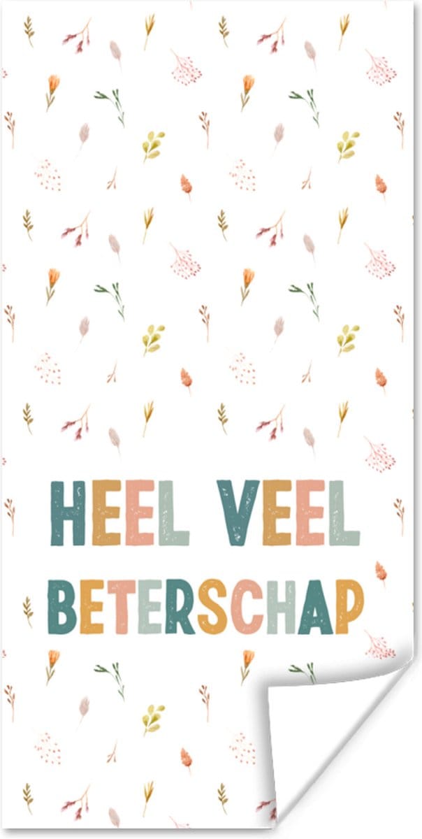 Poster Get well soon - Spreuken - Planten - Pastel - 40x80 cm