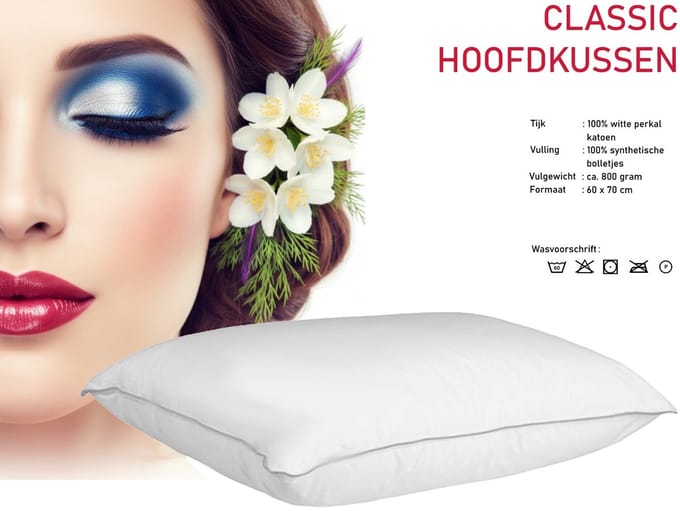 iSleep Classic Hoofdkussen - Puntkussen - 60x70 cm