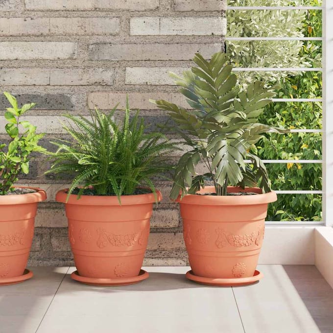vidaXL - Ronde - Bloempot - 6 - st - Baksteenrood - Ø - 26 - x - 21.5 - cm - Kunststof