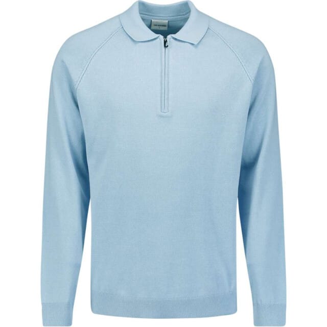 No Excess Pullover Polo Half Zip Solid Dusty Blue Maat: M | Sweaters Outlet | Heren | Blauw