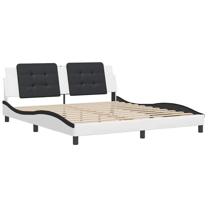 vidaXL - Bedframe - zonder - matras - "Zadar" - kunstleer - wit - en - zwart - 180x200 - cm