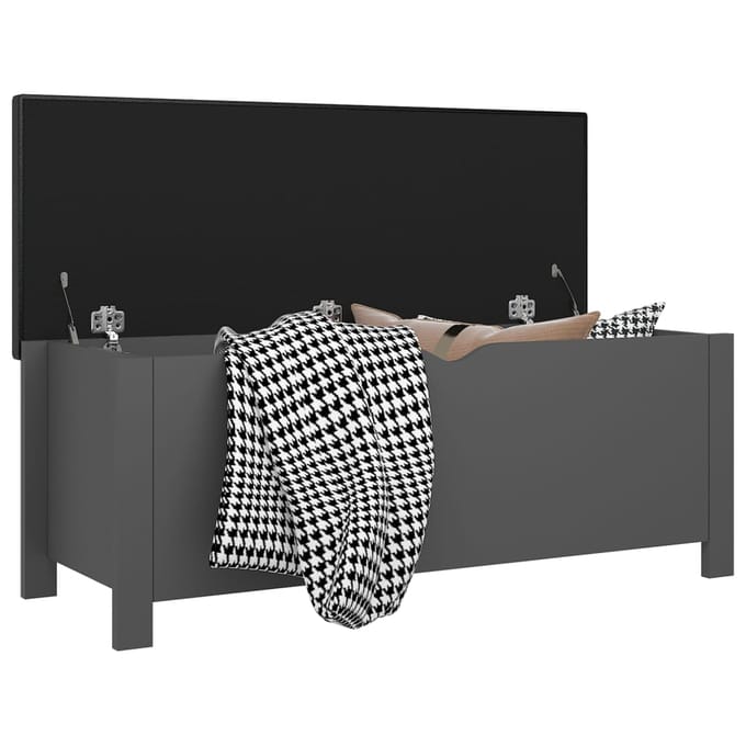 vidaXL - Opbergdoos - met - kussen - grijs - 105x40x45 - cm