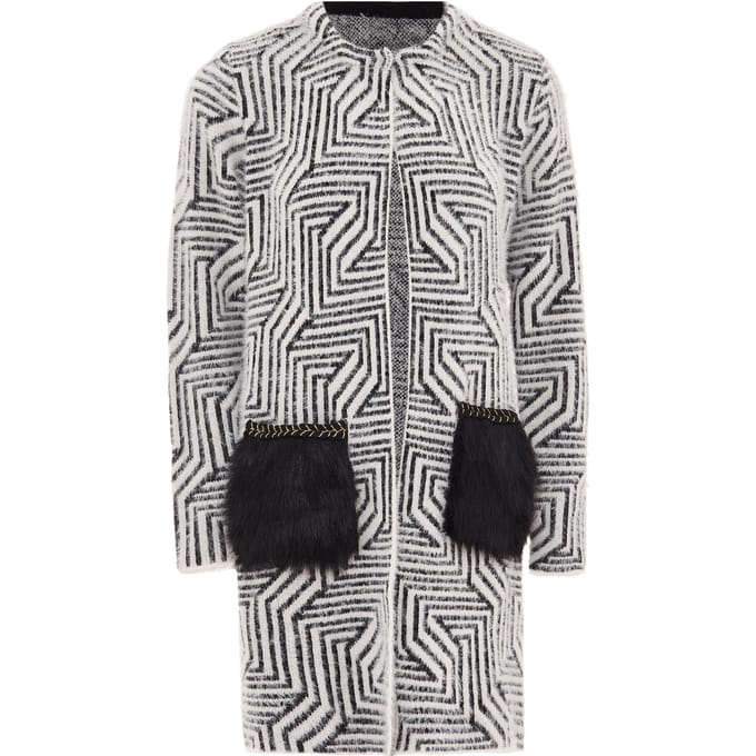Faina Vest Dames wol wit zwart