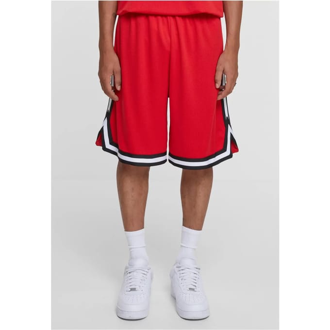 Urban Classics - Stripes Mesh Korte broek - M - Rood/Zwart